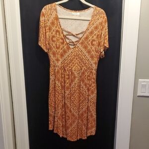 Maurices Orange and Cream Dress